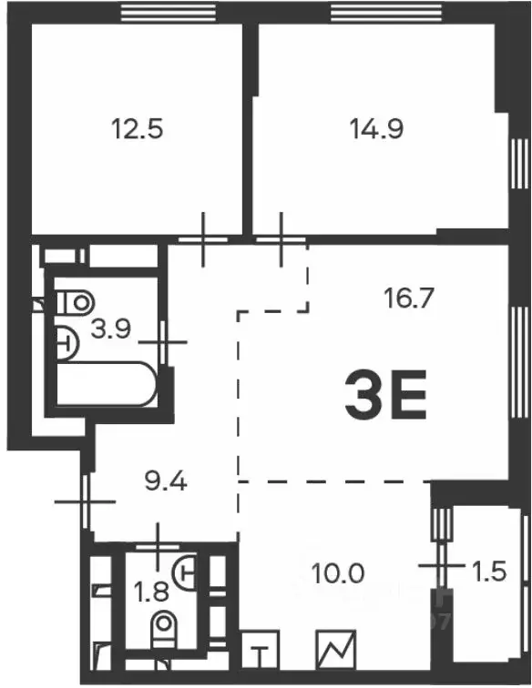 3-к кв. Москва Кусковская ул., 12/1 (70.0 м) - Фото 2