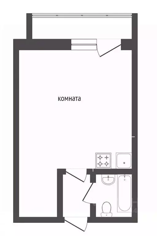 Студия Тюменская область, Тюмень ул. Дмитрия Менделеева, 2 (29.8 м) - Фото 2