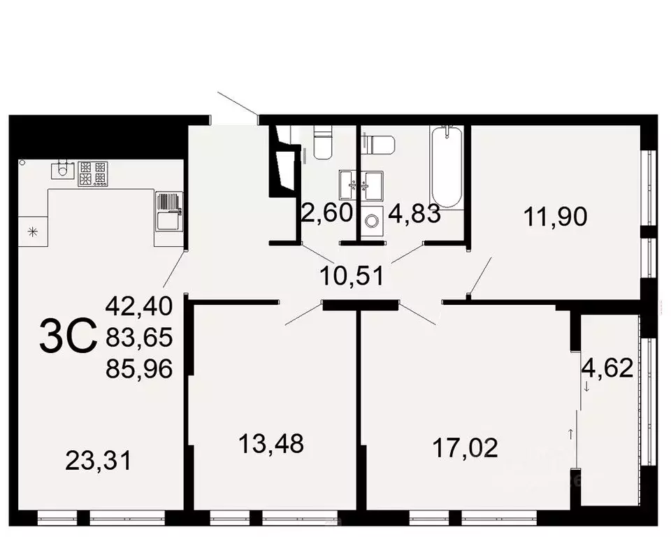 3-к кв. Рязанская область, Рязань Льговская ул., 8 (83.65 м) - Фото 0