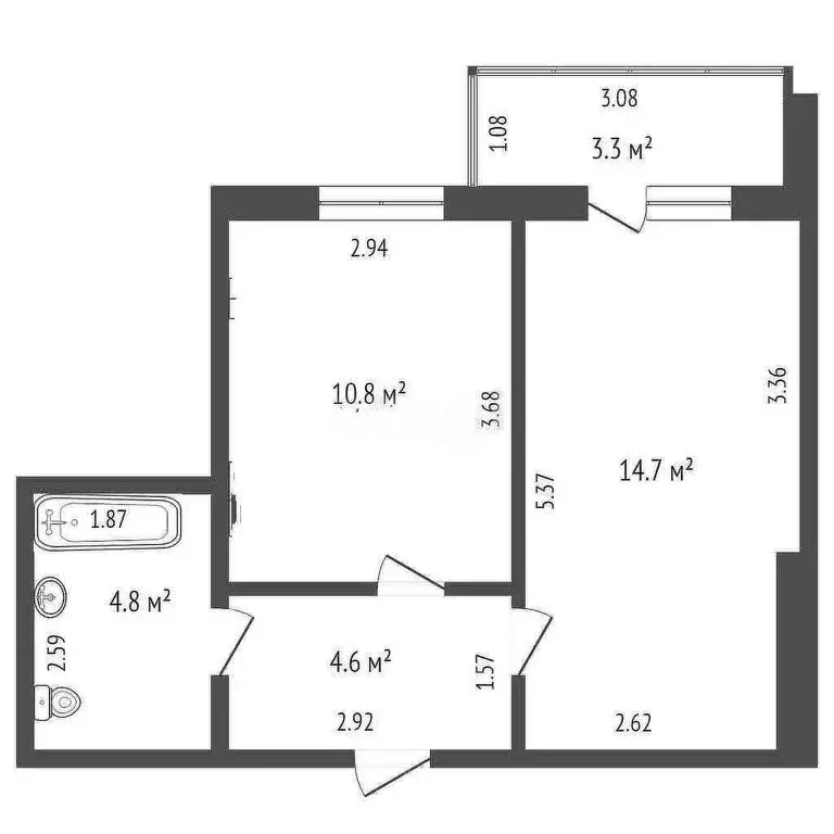 1-комнатная квартира: аул Новая Адыгея, Бжегокайская улица, 23/1Ак2 ... - Фото 0