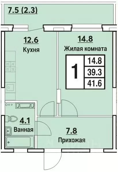 1-к кв. Чувашия, Чебоксары ул. Радужная, поз27 (43.21 м) - Фото 0