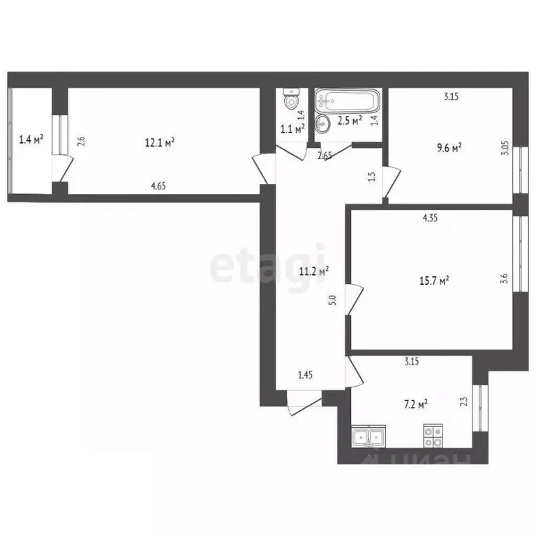 3-к кв. Мордовия, Саранск ул. Фридриха Энгельса, 15к8 (59.0 м) - Фото 1