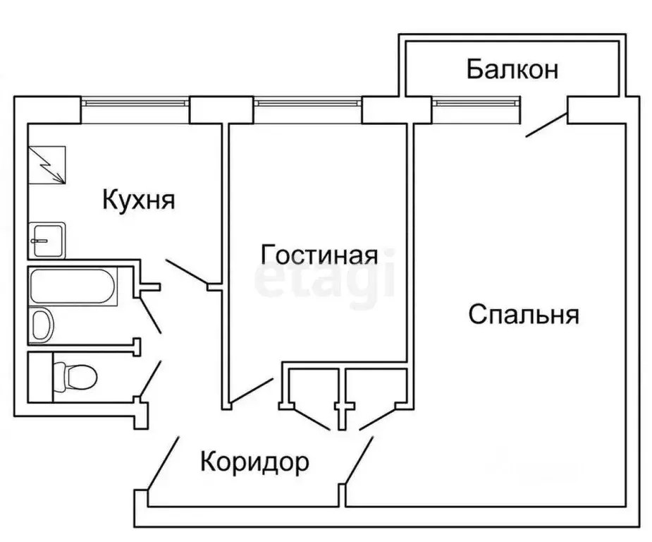 Квартира, 2 комнаты, 50 м - Фото 1