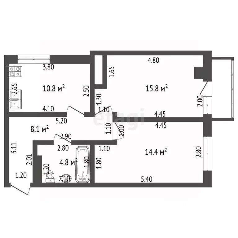 2-к кв. Крым, Евпатория просп. Ленина (53.9 м) - Фото 2