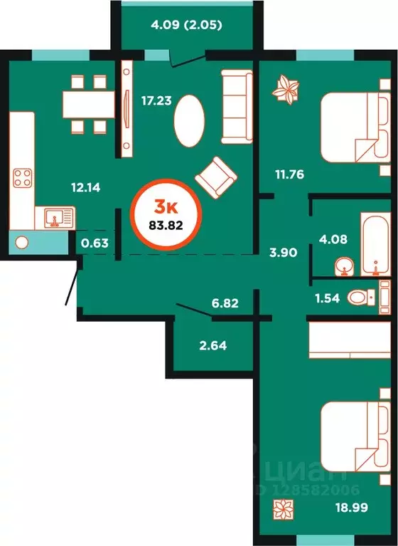 3-к кв. Калининградская область, Калининград Пригородная ул., 11 ... - Фото 1