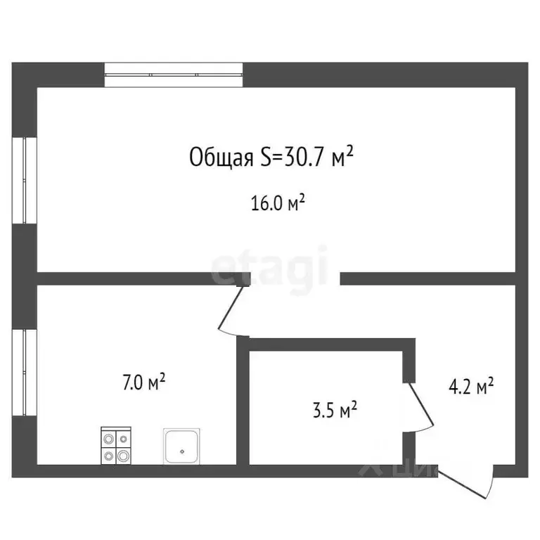 1-к кв. Брянская область, Брянск ул. Молодой Гвардии, 83 (30.7 м) - Фото 1