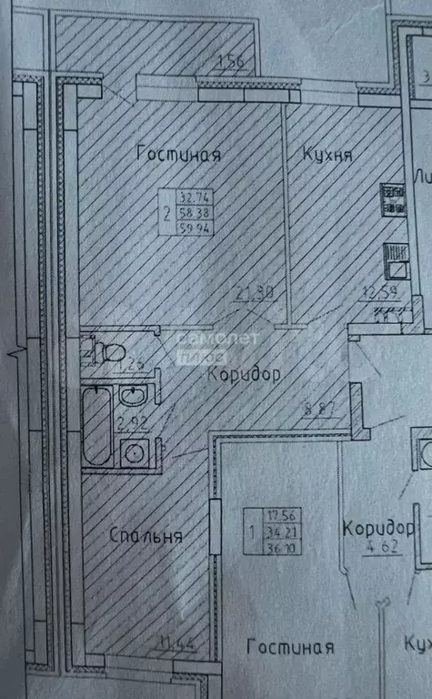 2-к. квартира, 60 м, 6/17 эт. - Фото 0