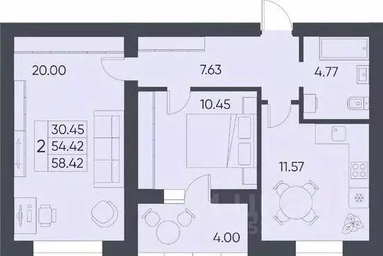 2-к кв. Саратовская область, Татищево рп  (58.42 м) - Фото 0
