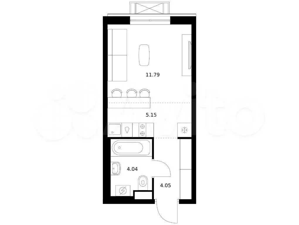 Квартира-студия, 25 м, 12/16 эт. - Фото 0