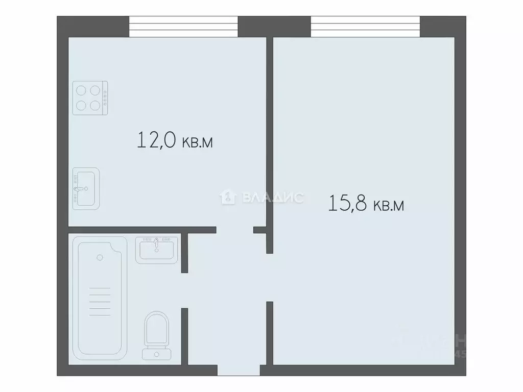 1-к кв. Рязанская область, Рязань ул. Бирюзова, 25 (32.8 м) - Фото 1