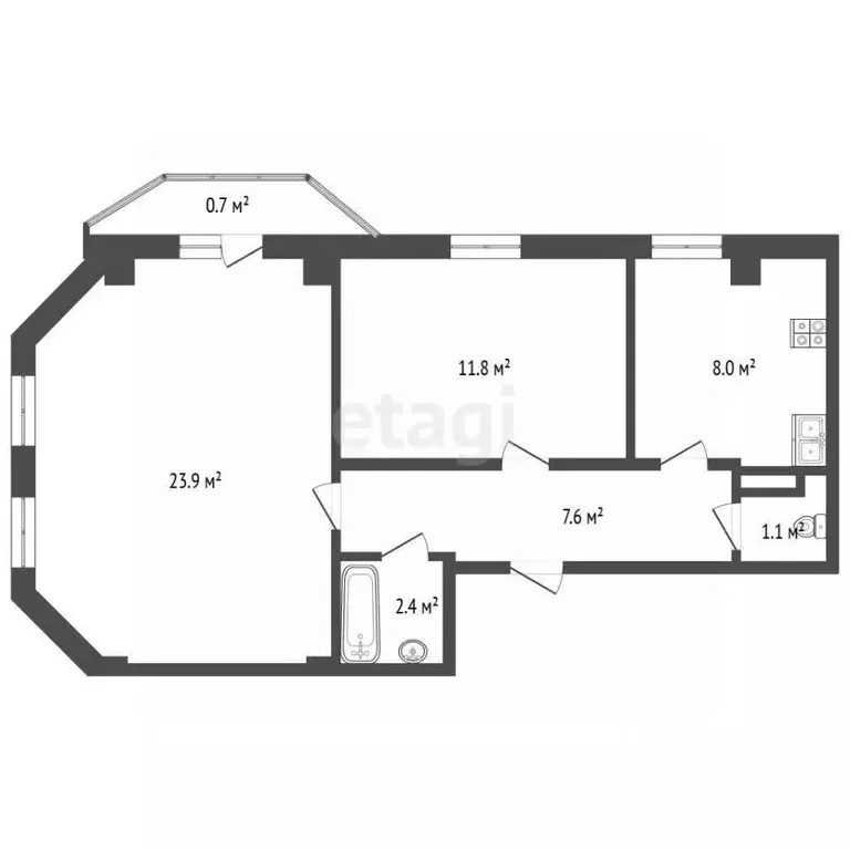 2-к кв. Ямало-Ненецкий АО, Новый Уренгой Тундровая ул., 12 (54.8 м) - Фото 2