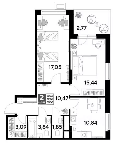 2-к кв. Московская область, Реутов  (65.35 м) - Фото 0