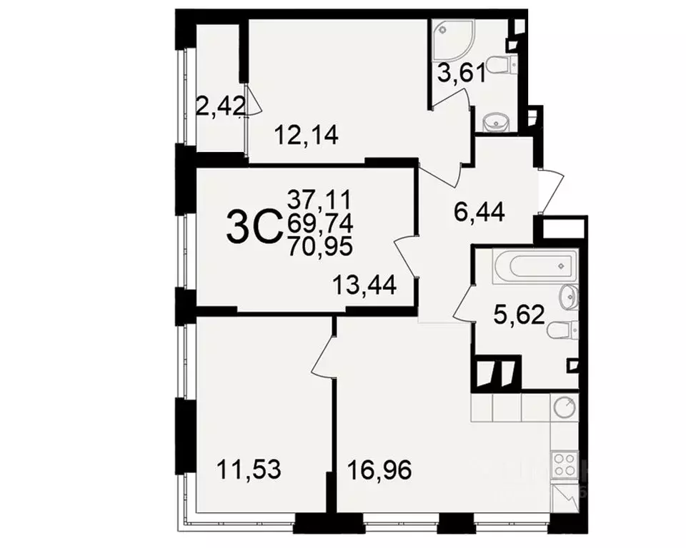 3-к кв. Рязанская область, Рязань ул. Чкалова (69.74 м) - Фото 1