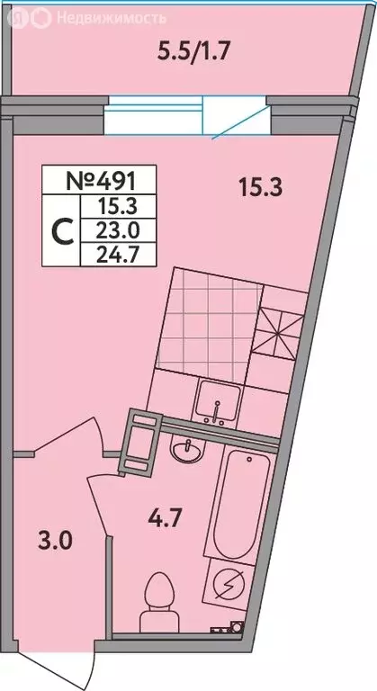 Квартира-студия: Новое Девяткино, Главная улица, 2 (24.7 м) - Фото 1