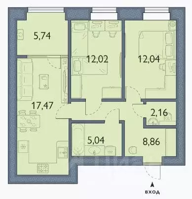 2-к кв. Брянская область, Брянский район, пос. Мичуринский, ... - Фото 1