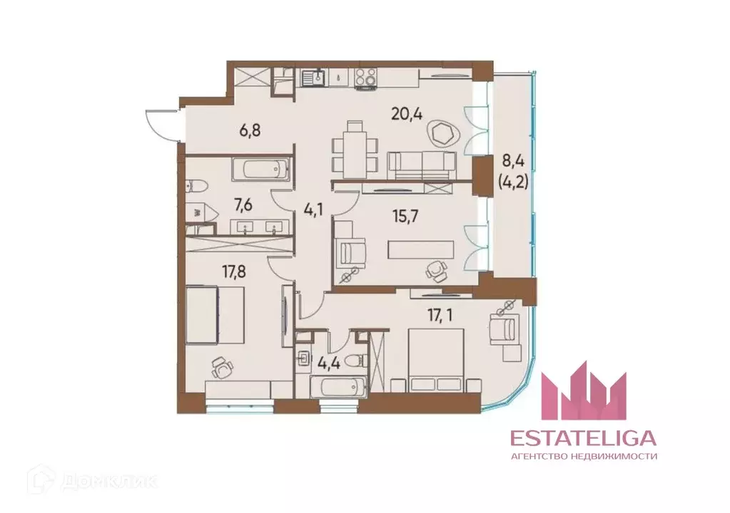 Продаётся 3-к квартира, 102 м - Фото 1