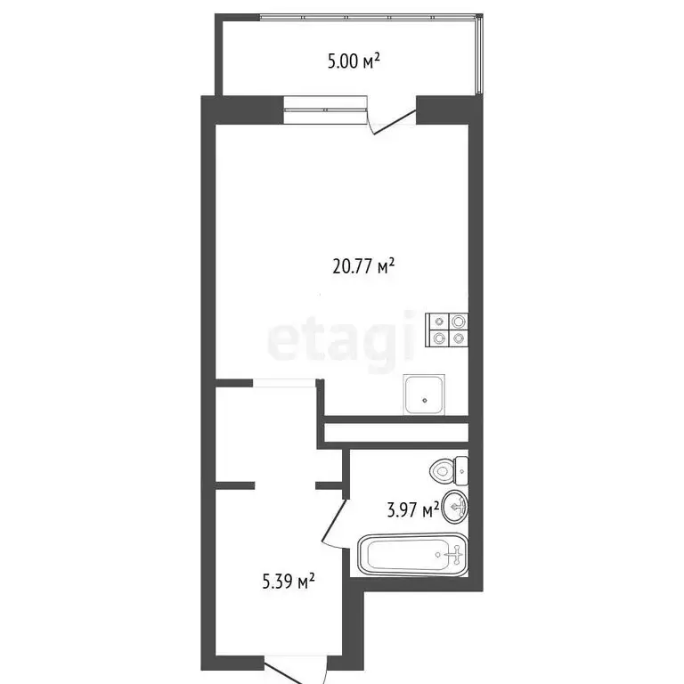 Квартира-студия: Тюмень, Краснооктябрьская улица, 10 (30.5 м) - Фото 1