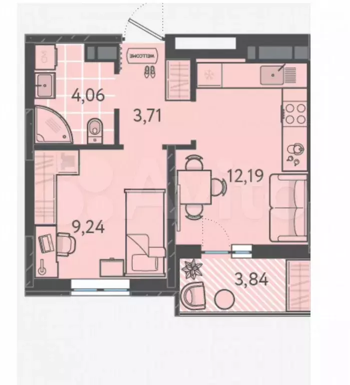 1-к. квартира, 33,5 м, 6/9 эт. - Фото 0