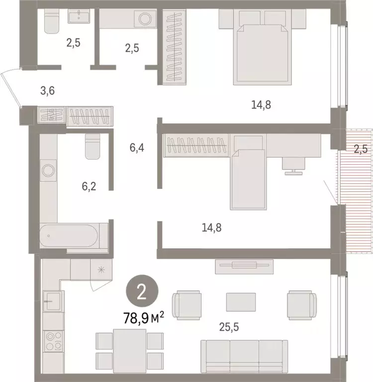 2-к кв. Новосибирская область, Новосибирск ул. Аэропорт, 88 (78.86 м) - Фото 0