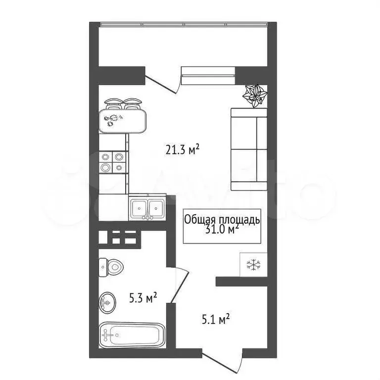 Квартира-студия, 31 м, 13/16 эт. - Фото 0