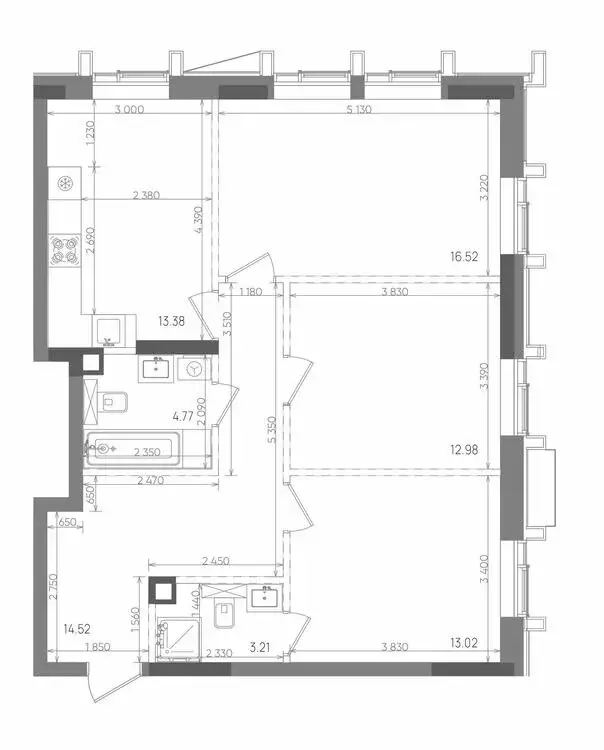 3-комнатная квартира: Казань, ЖК Вознесенский Квартал (78.4 м) - Фото 0