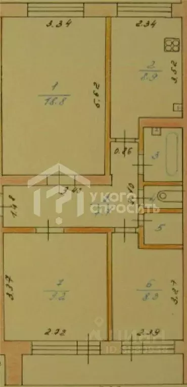 Квартира, 3 комнаты, 58.1 м - Фото 0