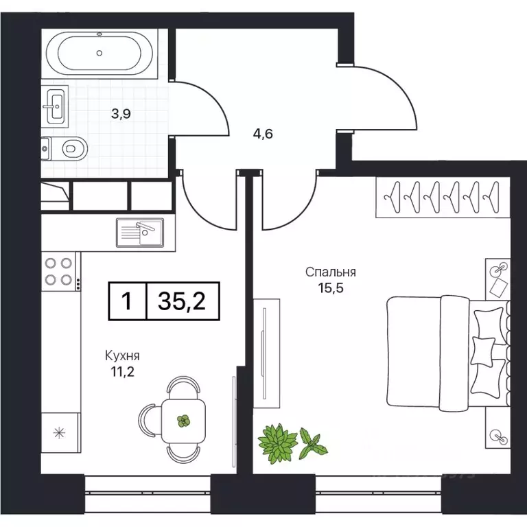 1-к кв. Московская область, Пушкино Пушкино Град жилой комплекс (35.0 ... - Фото 1