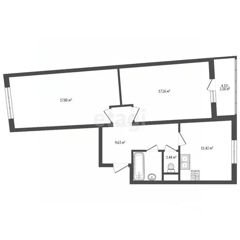 2-к кв. Санкт-Петербург, Санкт-Петербург, Петергоф ул. Парковая, 14к1 ... - Фото 2