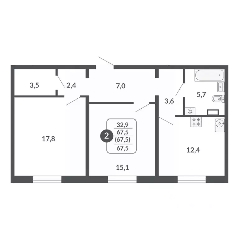 2-к кв. Кировская область, Киров  (67.5 м) - Фото 0