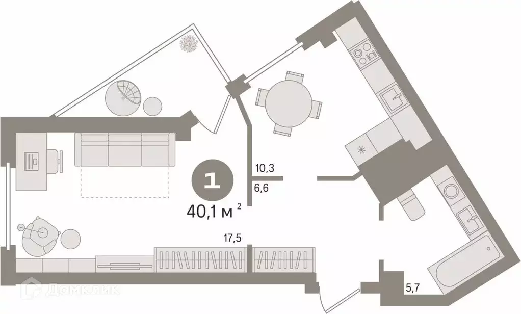 Продаётся 1-к квартира, 40.1 м - Фото 0