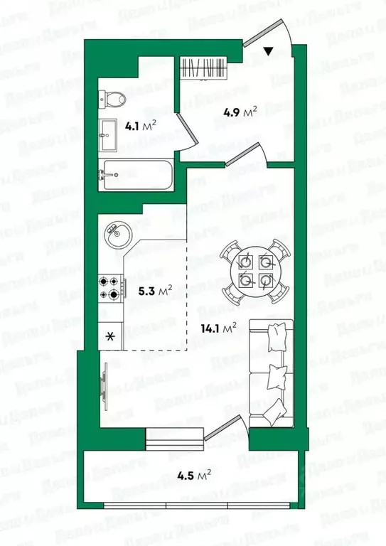 Студия Кировская область, Киров ул. Чистопрудненская, 2А (28.1 м) - Фото 2