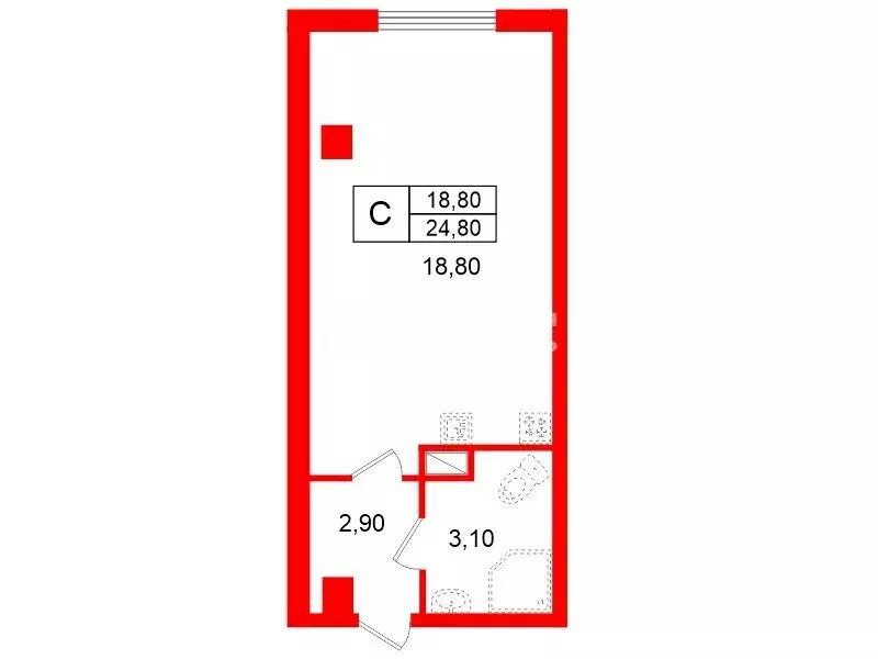 Квартира-студия: Мурино, улица Шоссе в Лаврики, 95 (24.8 м) - Фото 1