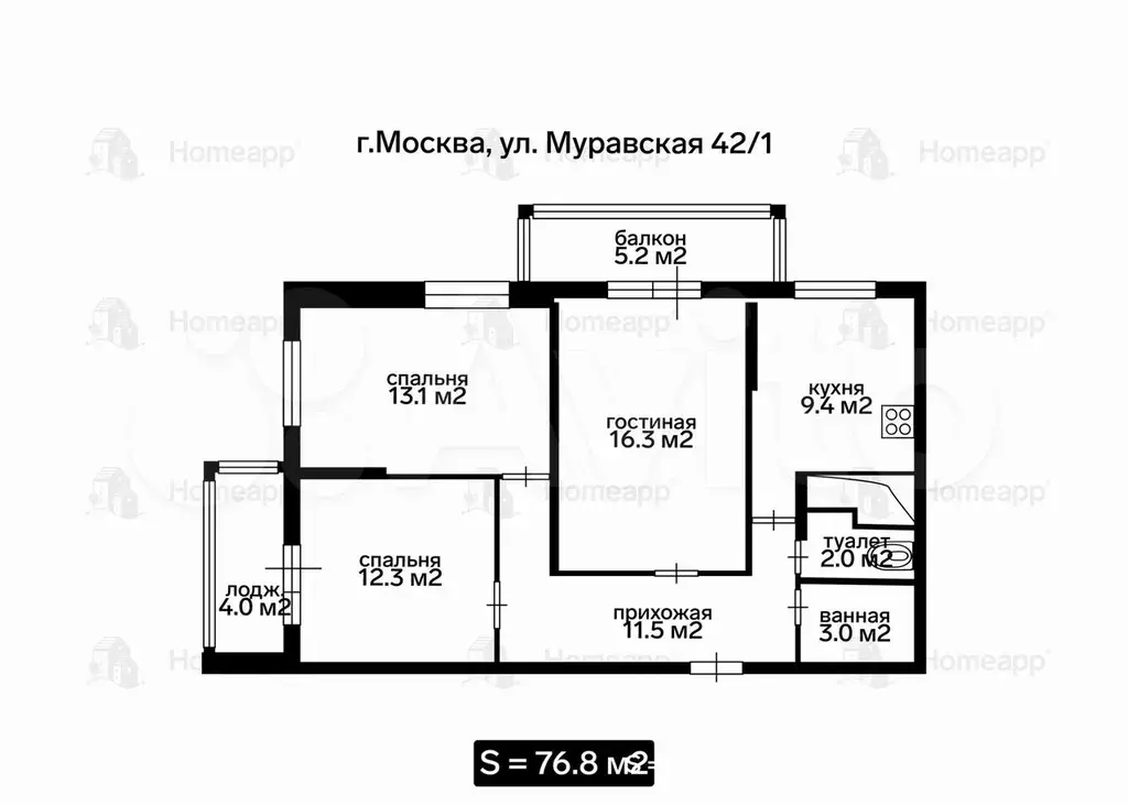 3-к. квартира, 77 м, 7/25 эт. - Фото 0