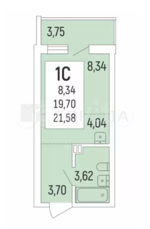 Квартира-студия, 22 м, 2/16 эт. - Фото 0