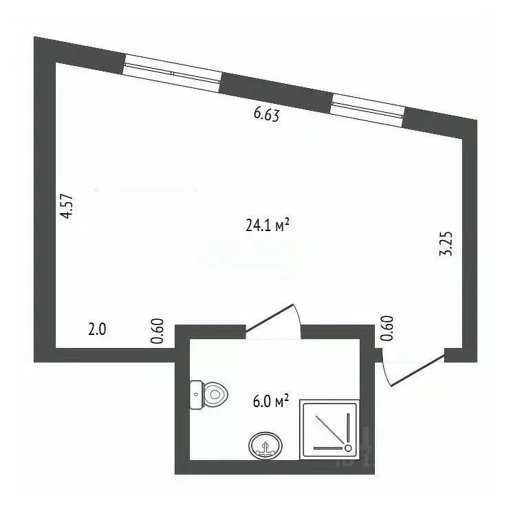 Студия Санкт-Петербург пер. Майков, 4а (30.1 м) - Фото 1