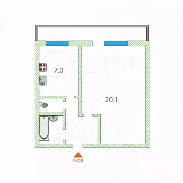 1-к кв. Тюменская область, Тюмень Холодильная ул., 11 (33.2 м) - Фото 2