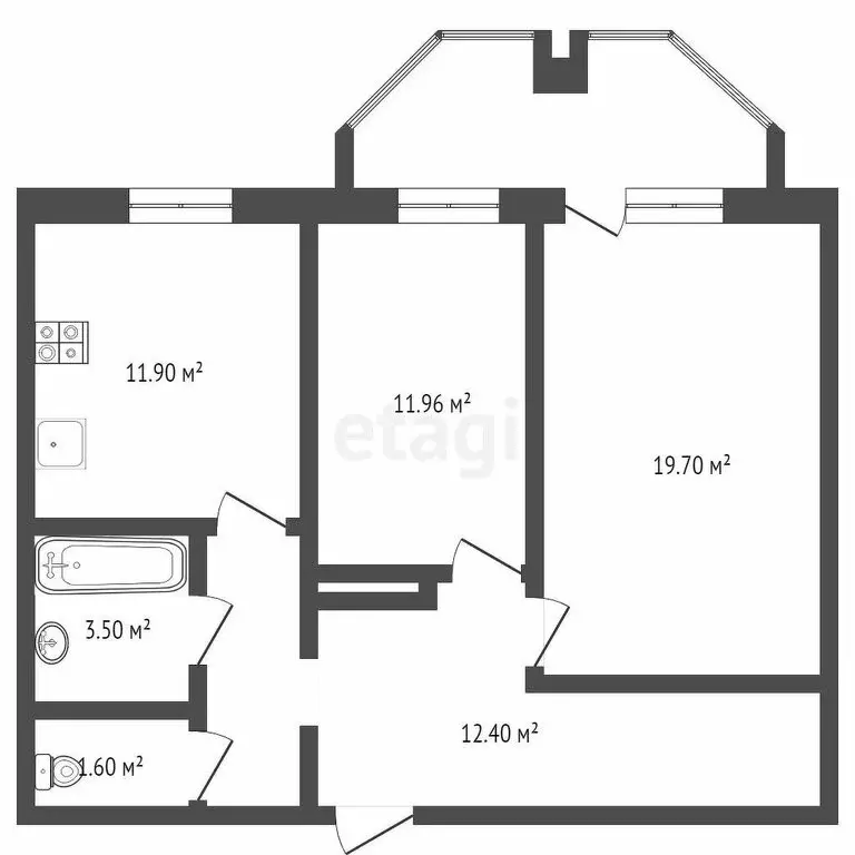 2-комнатная квартира: Тюмень, Широтная улица, 124 (64.2 м) - Фото 0