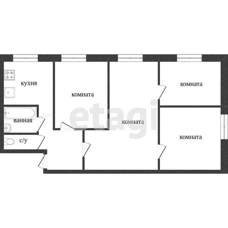 4-комнатная квартира: Златоуст, квартал имени А.М. Матросова, 2 (60.2 ... - Фото 1