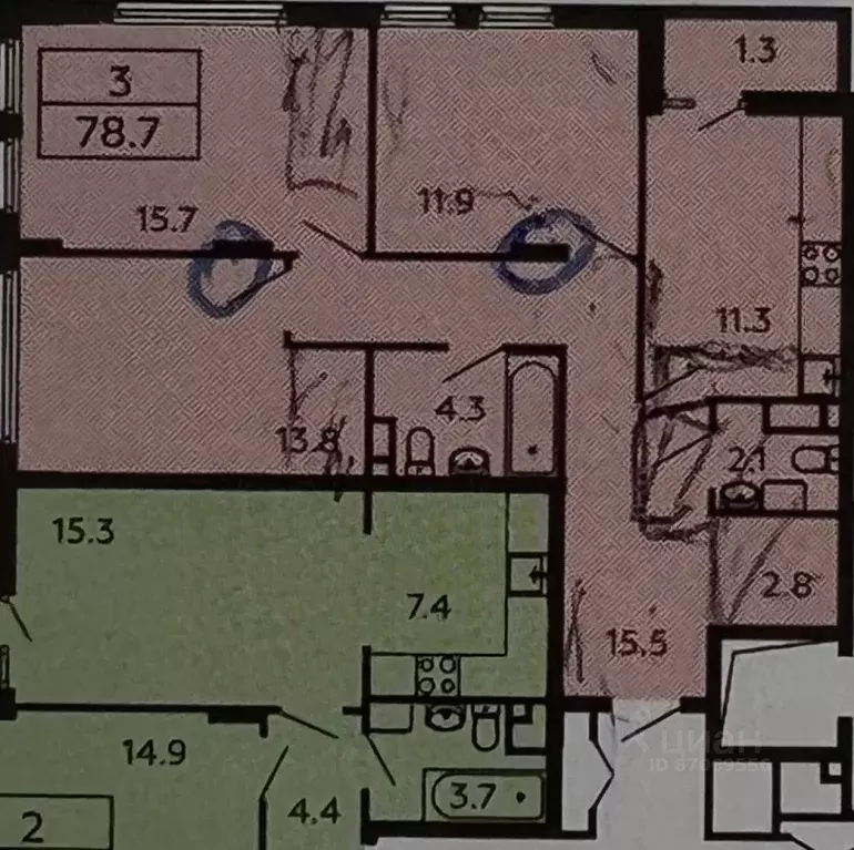 3-к кв. Москва бул. Скандинавский, 2к8 (77.9 м) - Фото 2