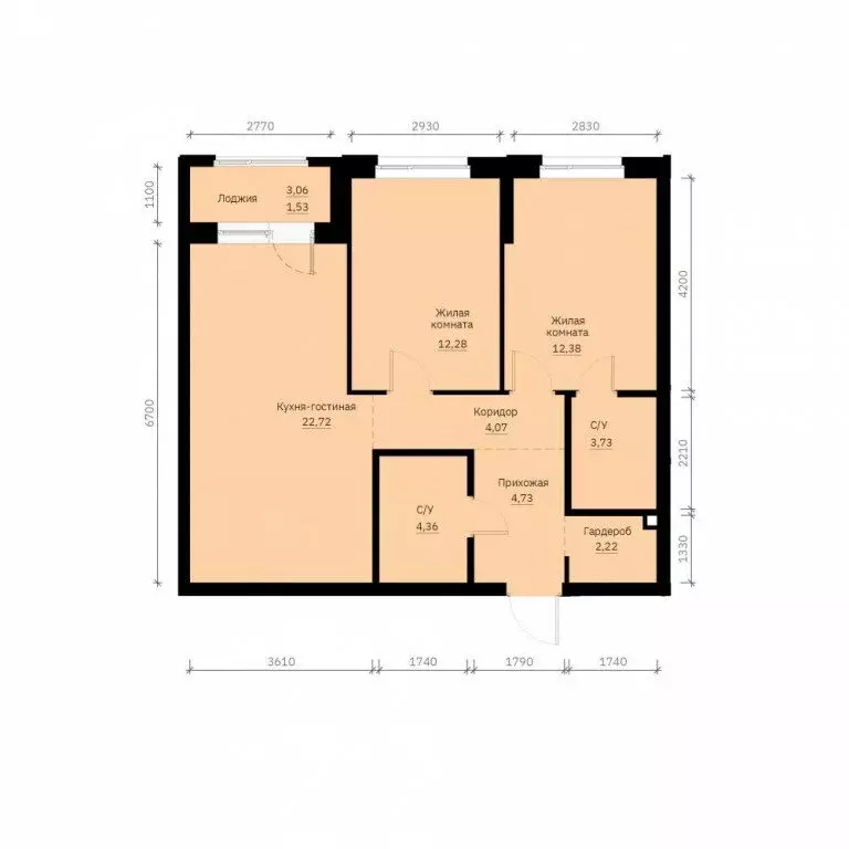 2-комнатная квартира: Екатеринбург, улица Победы, 65 (68.02 м) - Фото 0
