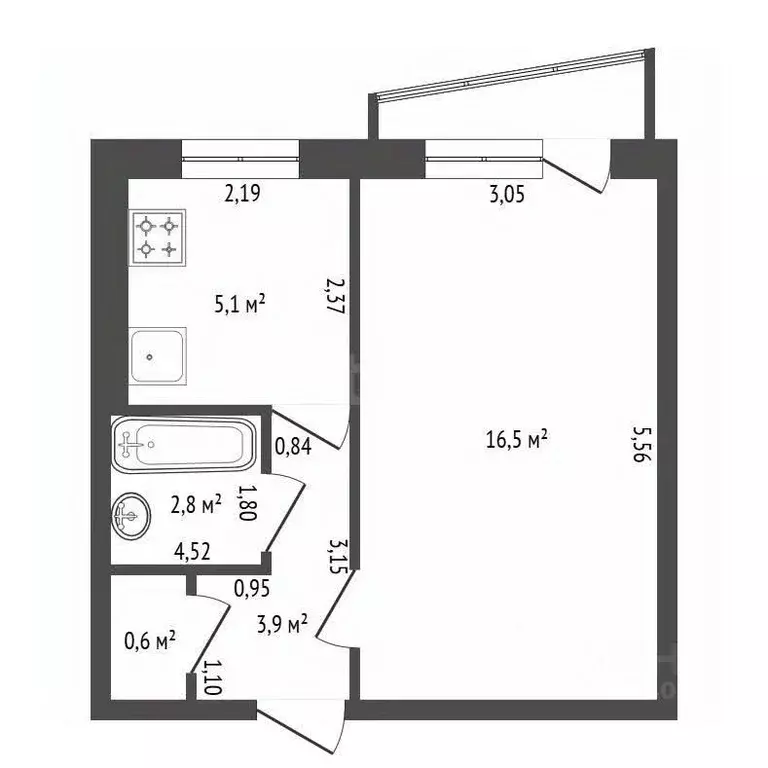 1-к кв. Башкортостан, Уфа Кольцевая ул., 201/1 (29.4 м) - Фото 2
