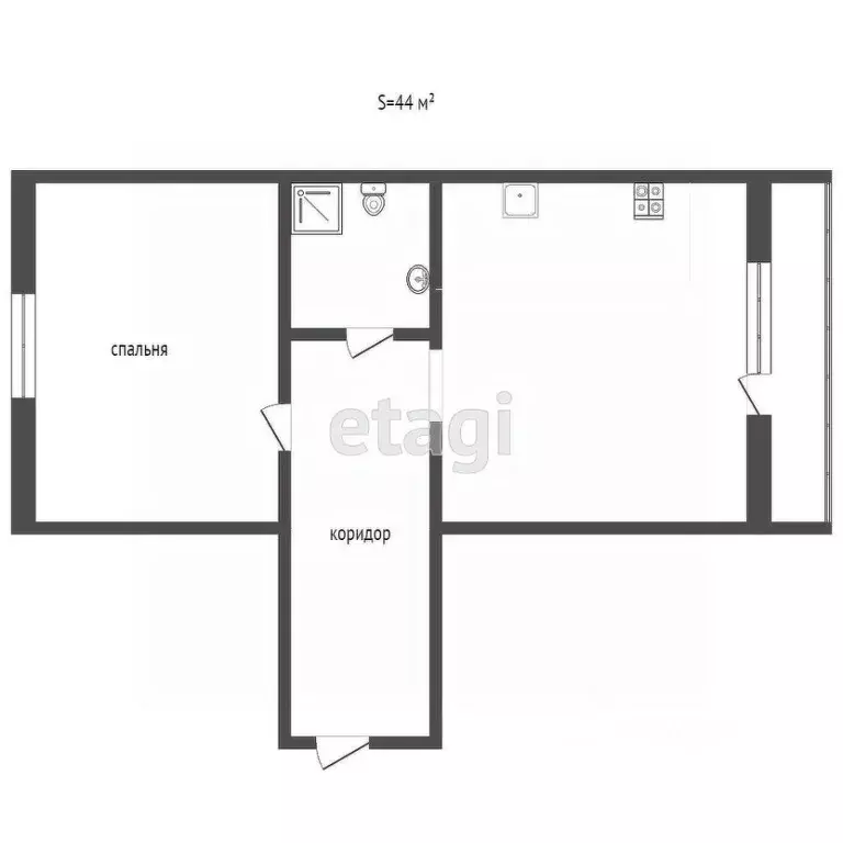 1-к кв. Оренбургская область, Оренбург Загородное ш., 57/1 (40.56 м) - Фото 2