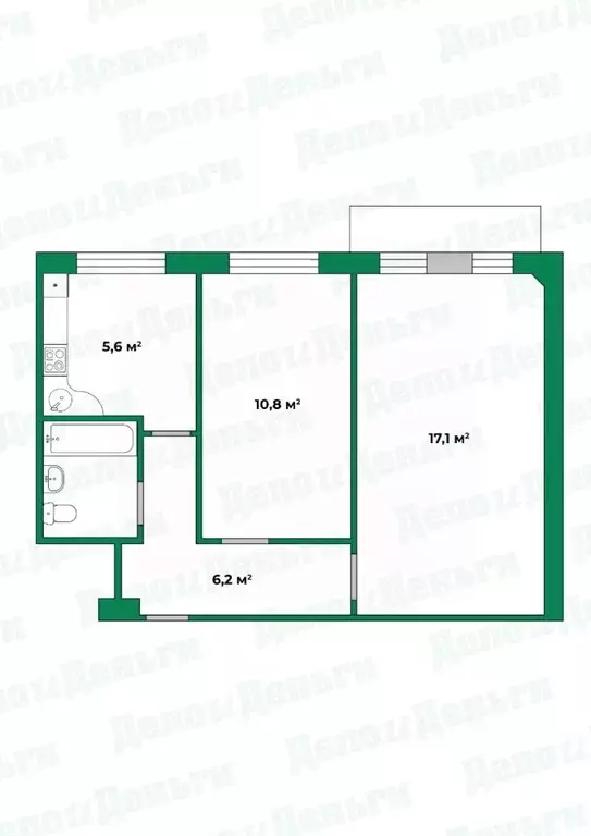 2-к кв. Кировская область, Киров ул. Чапаева, 47 (44.2 м) - Фото 1