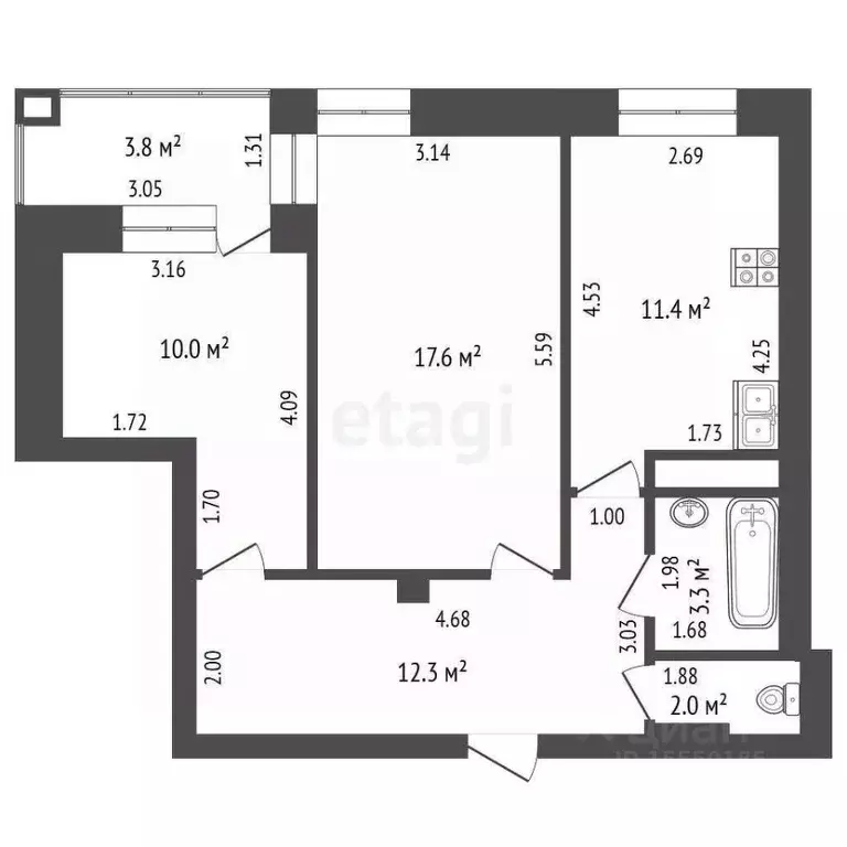2-к кв. Самарская область, Самара ул. Тухачевского, 22 (56.6 м) - Фото 1