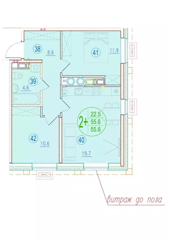 2-к кв. Астраханская область, Астрахань ул. Ахшарумова (55.6 м) - Фото 0