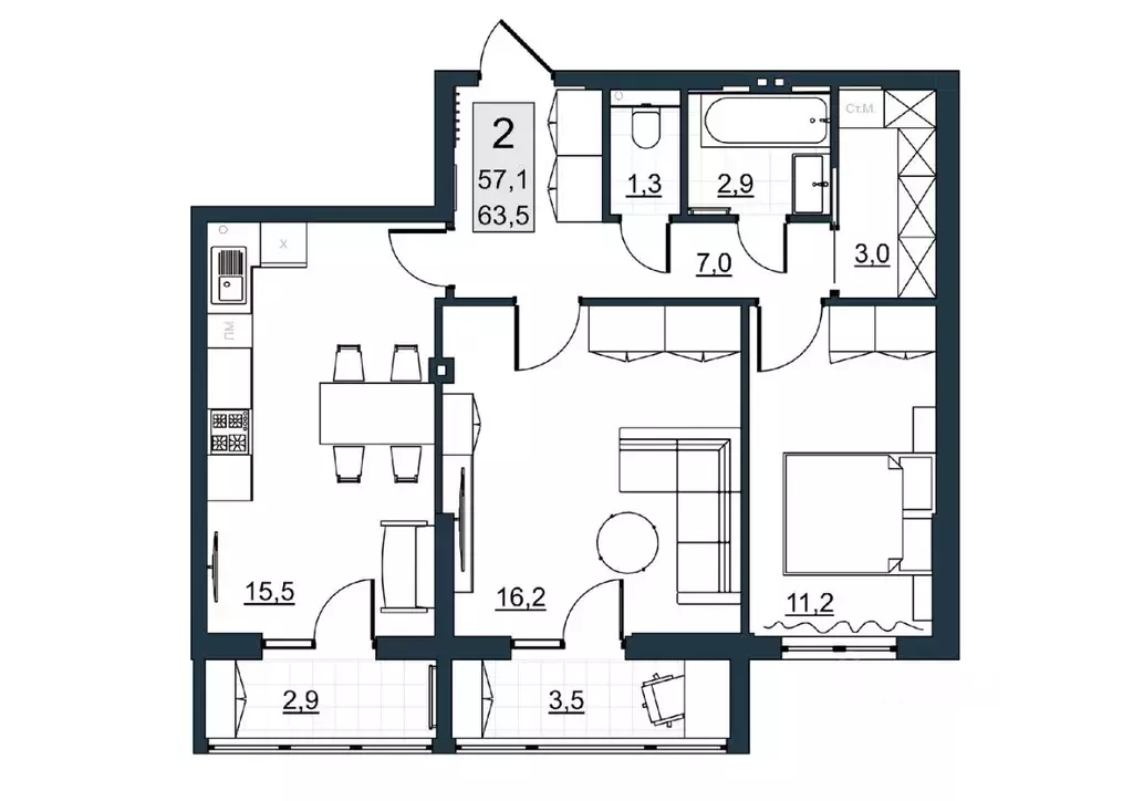 2-к кв. Саратовская область, Саратов ул. Имени Евгения Долгина, 6 ... - Фото 1