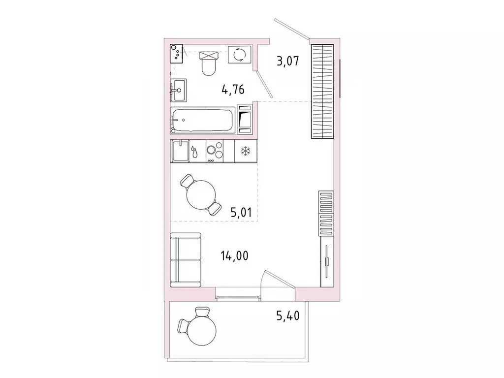 Студия Ленинградская область, Гатчина Въезд мкр,  (28.46 м) - Фото 1