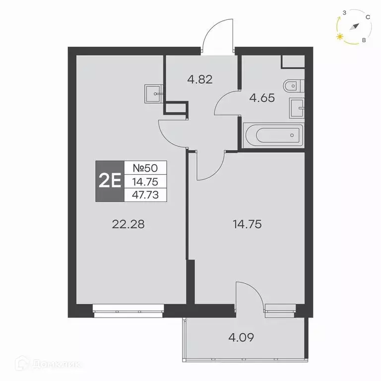 Продаётся 1-к квартира, 47.7 м - Фото 1