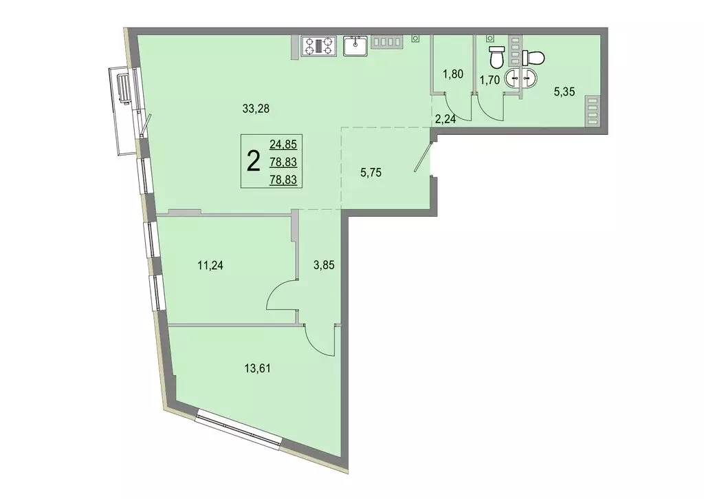 2-комнатная квартира: деревня Крюково, 6 (78.6 м) - Фото 0