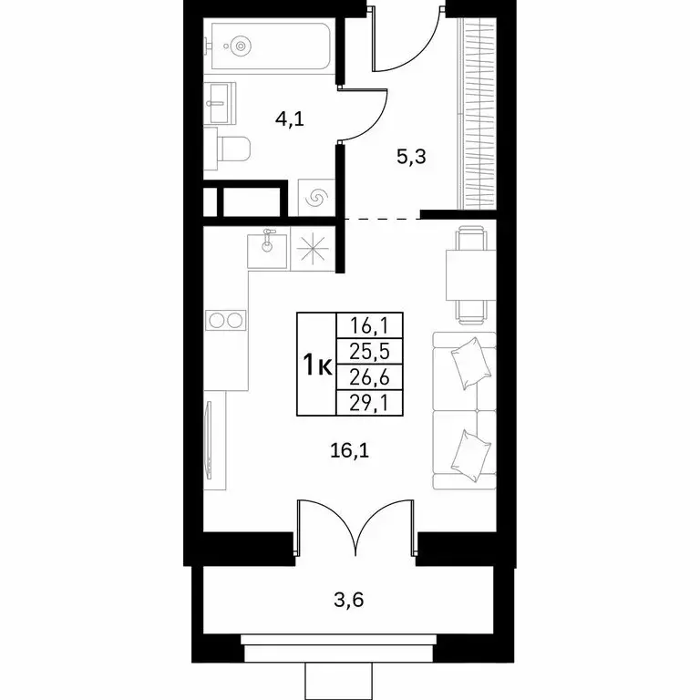 Квартира-студия: Нижний Новгород, улица 50-летия Победы, 23 (26.6 м) - Фото 1